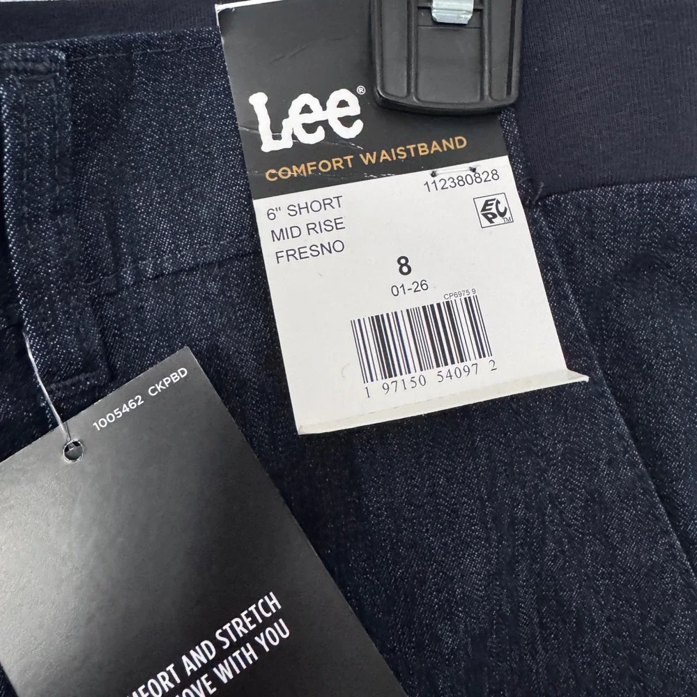 Lee Denim Short Mid Rise Women 8 Indigo Comfort Waistband